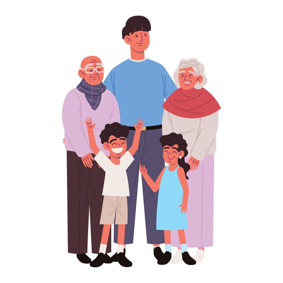 family dad grandparents and kids vector