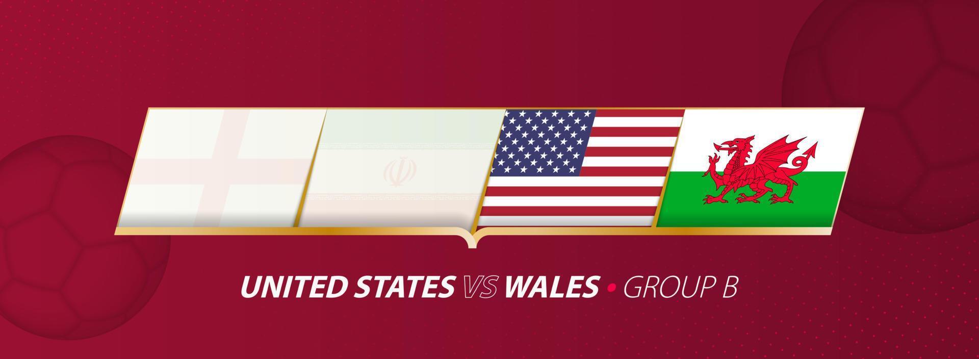 United States - Wales football match illustration in group A. vector