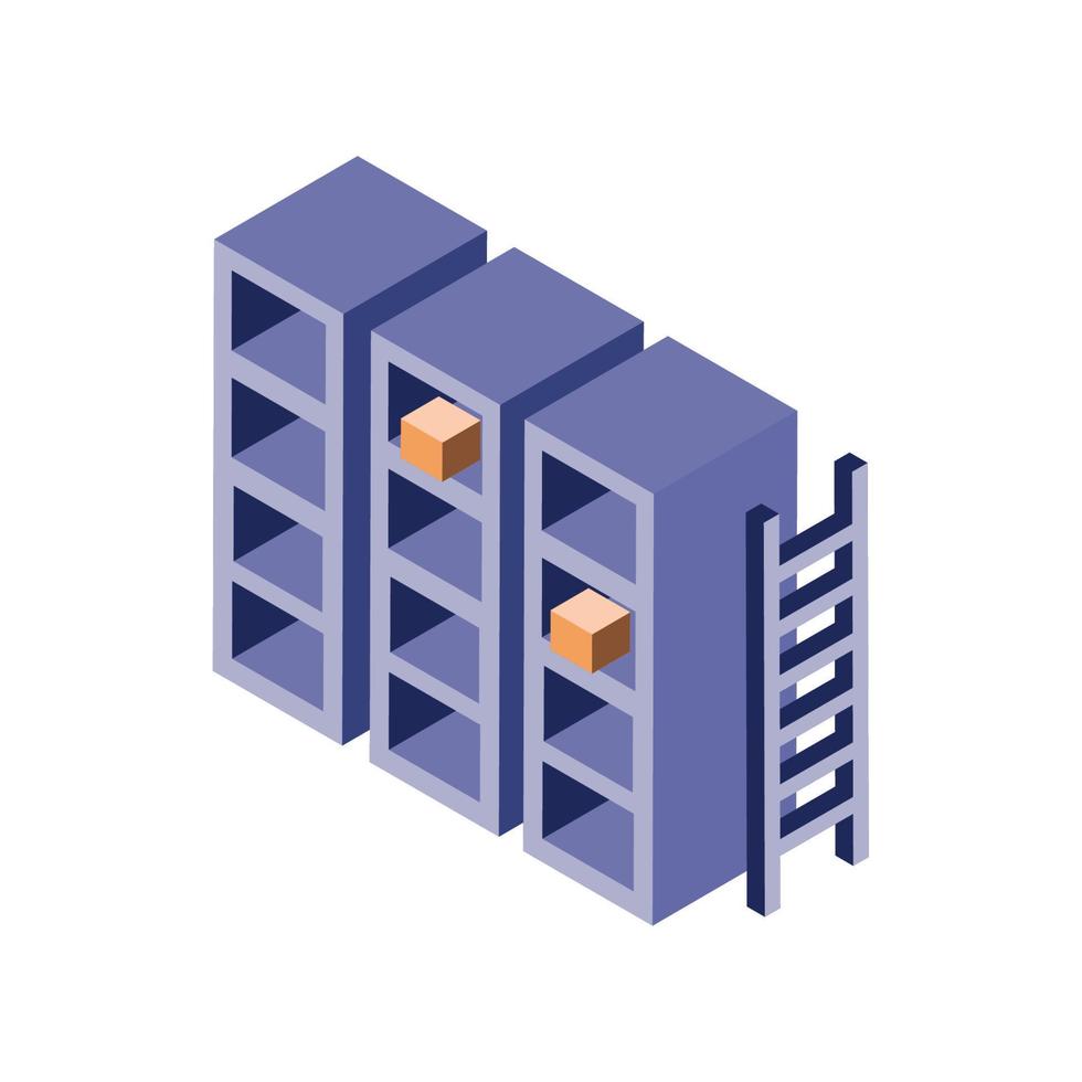 Isometric Industrial shelves vector