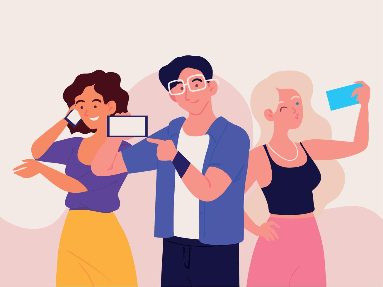 group people using smartphone vector