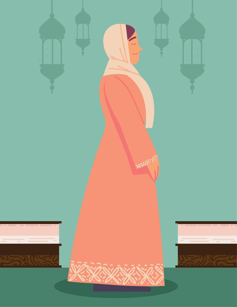 young woman musmlim culture vector