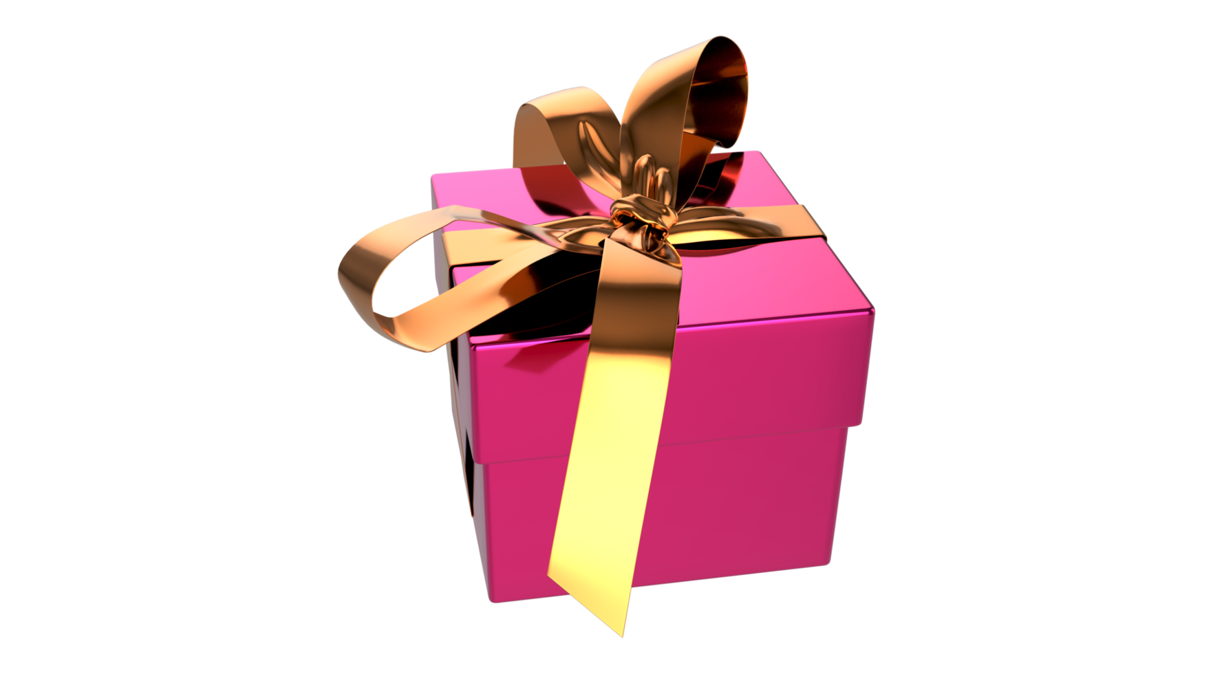 3d Realistic Gift Box with Gold Ribbon Gift Bow Transparent PNG. Decoration 3D illustration png