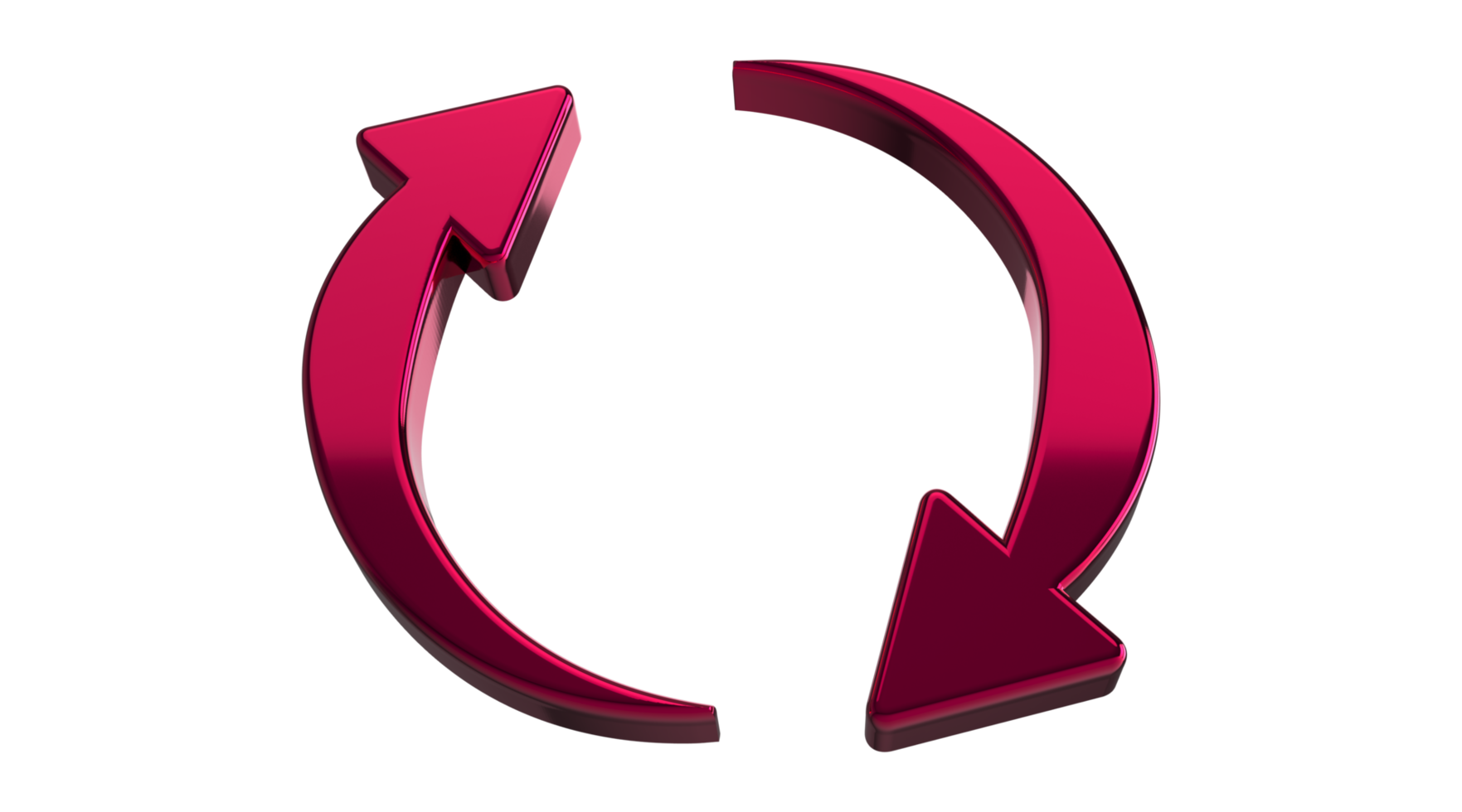 3D Refresh Curve Arrows icon isolated on transparent background, Refresh Curve Arrows transparency logo design png
