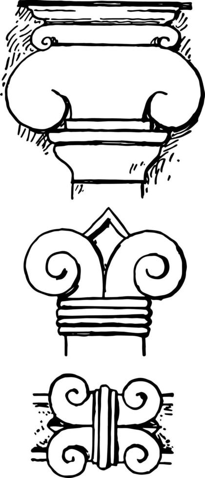 el adorno asirio es un grabado antiguo de volutas asirias. vector