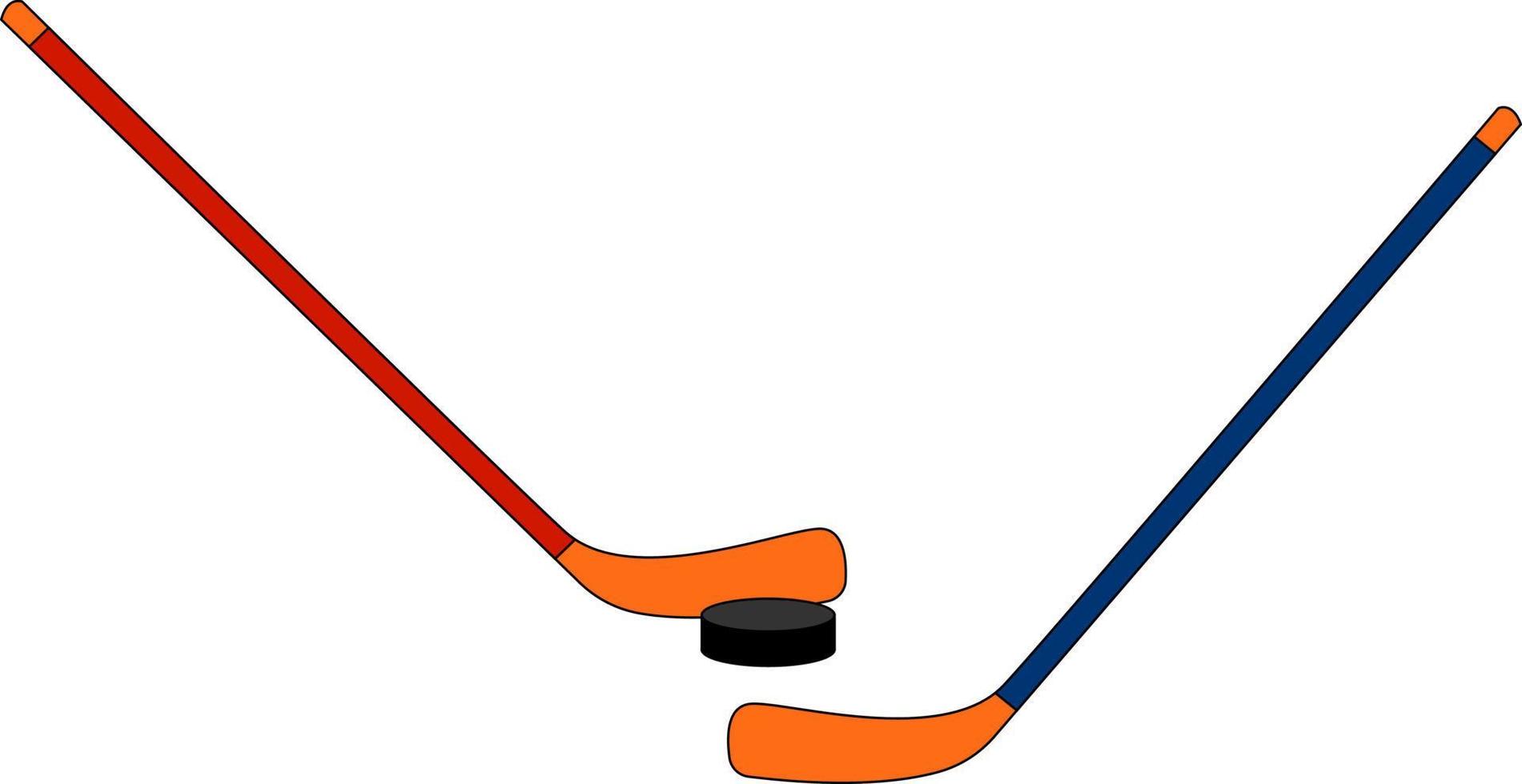 Hockey sticks, illustration, vector on white background.