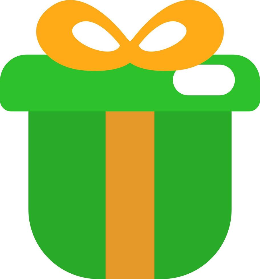 Green present with yellow ribbon, illustration, vector on a white background.