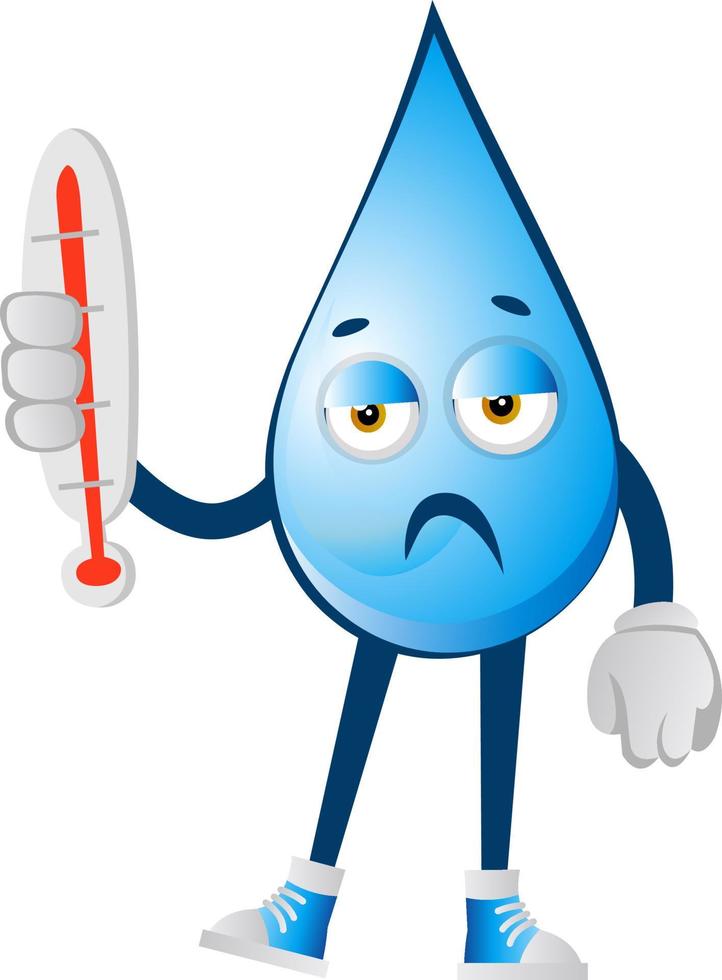 Sick water drop, illustration, vector on white background.
