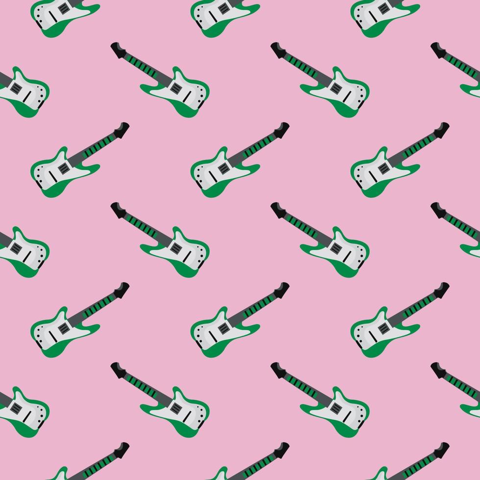 Electric guitar,seamless pattern on pink background. vector