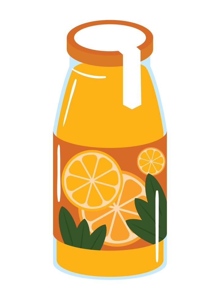 orange juice in bottle beverage vector