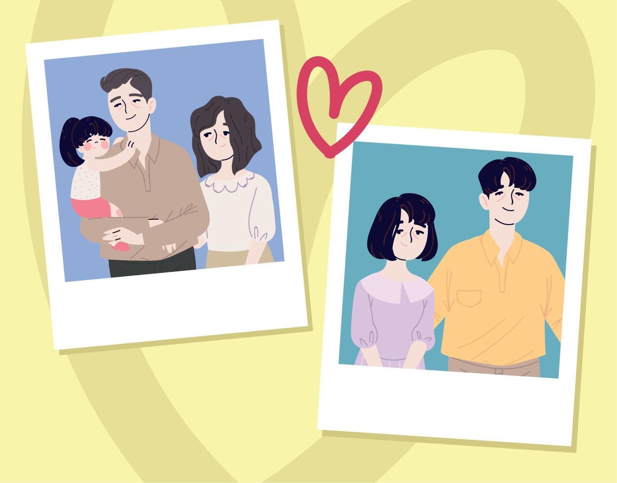 korean family photos vector