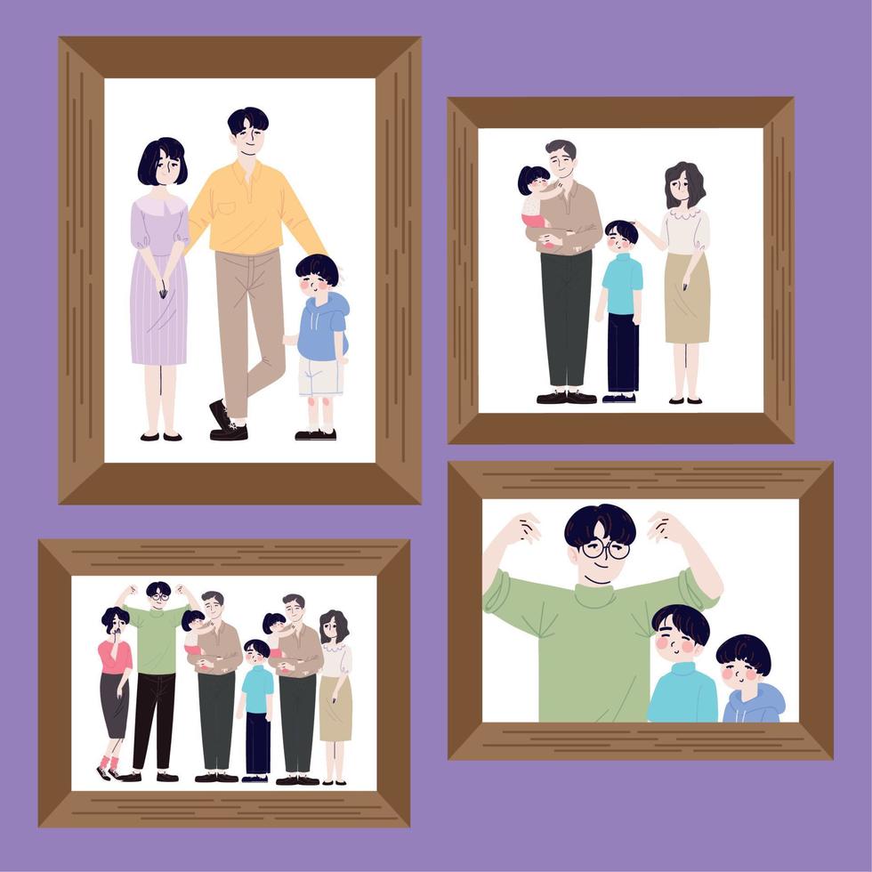 wall with korean families gallery vector