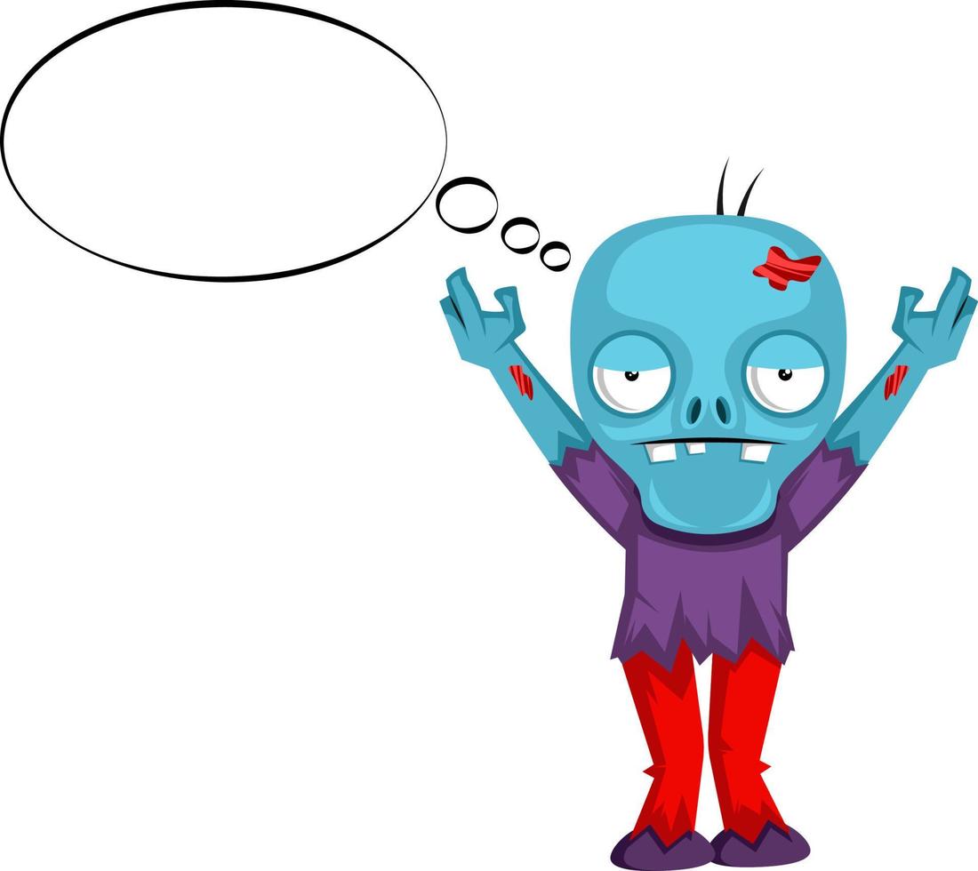 Zombie thinking, illustration, vector on white background.