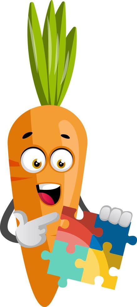 Carrot with puzzle, illustration, vector on white background.