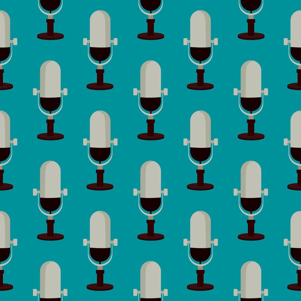 Small microphone , seamless pattern on a blue background. vector