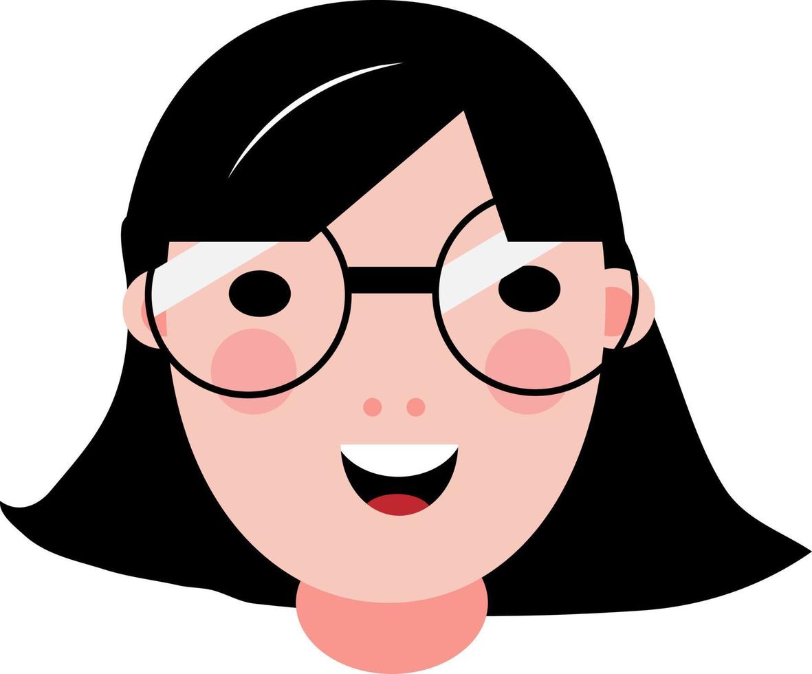 Girl with short black hair and glasses, illustration, vector on a white background.