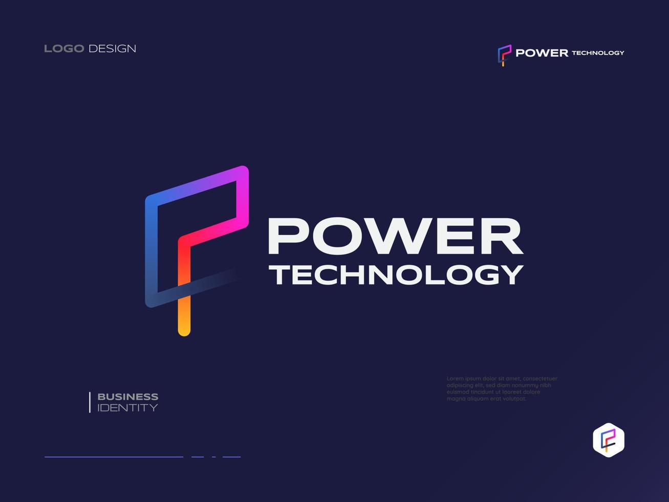 diseño de logotipo de letra p futurista y colorido con estilo líquido. adecuado para el logotipo de negocios y tecnología vector