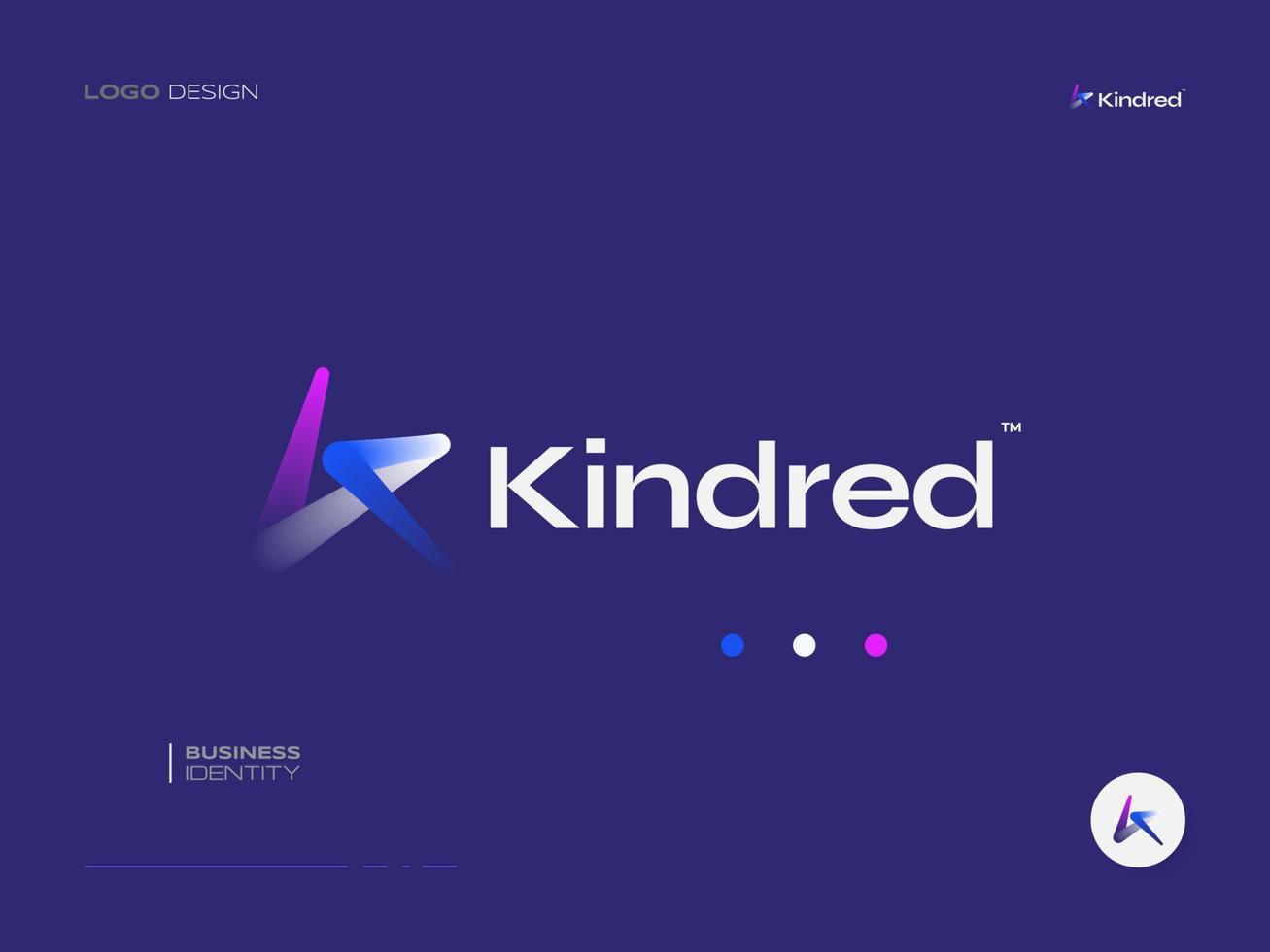Modern and Futuristic Letter K Logo Design in Colorful Gradient Style. Suitable for Business and Technology Logo vector