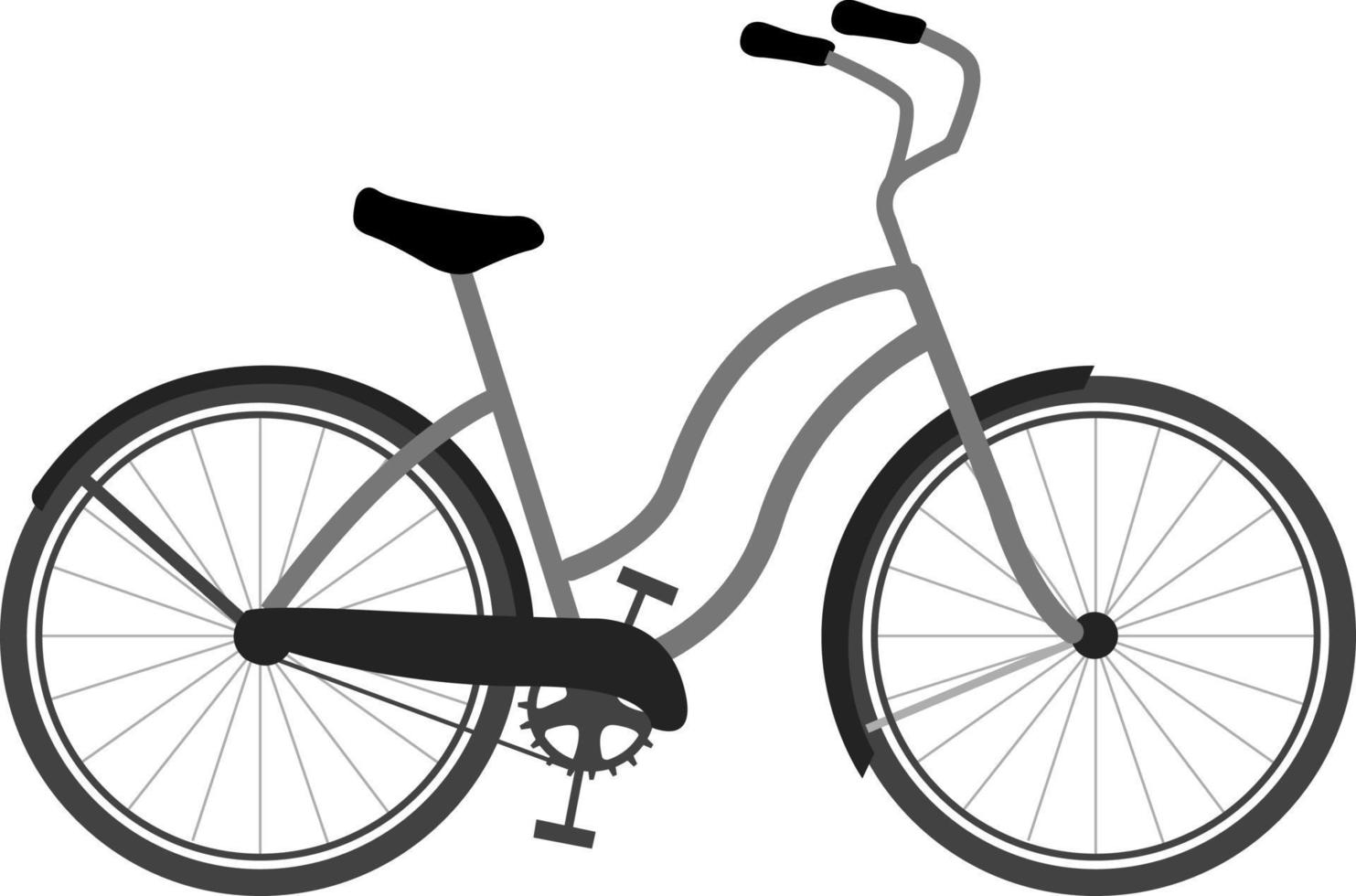 Grey bicycle, illustration, vector on white background