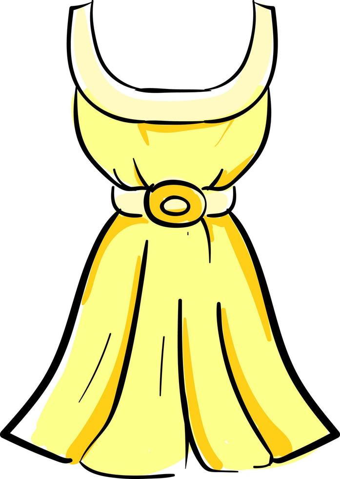 Yellow dress, illustration, vector on white background.