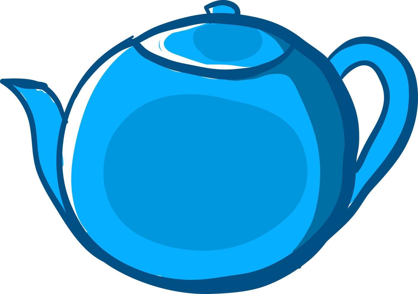 Blue tea pot, illustration, vector on white background.