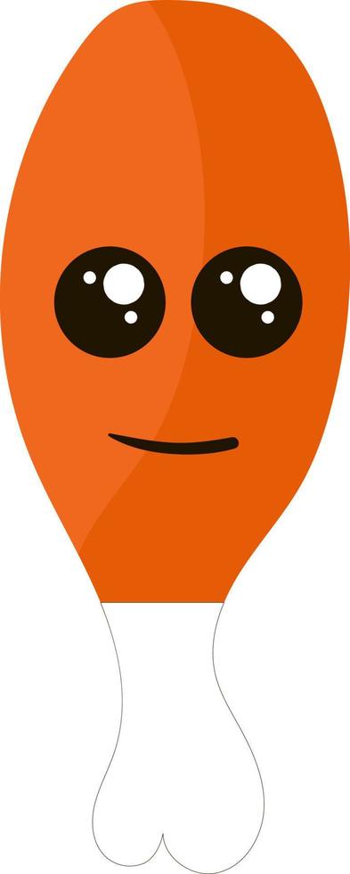 Cute fried chicken with eyes, illustration, vector on white background.