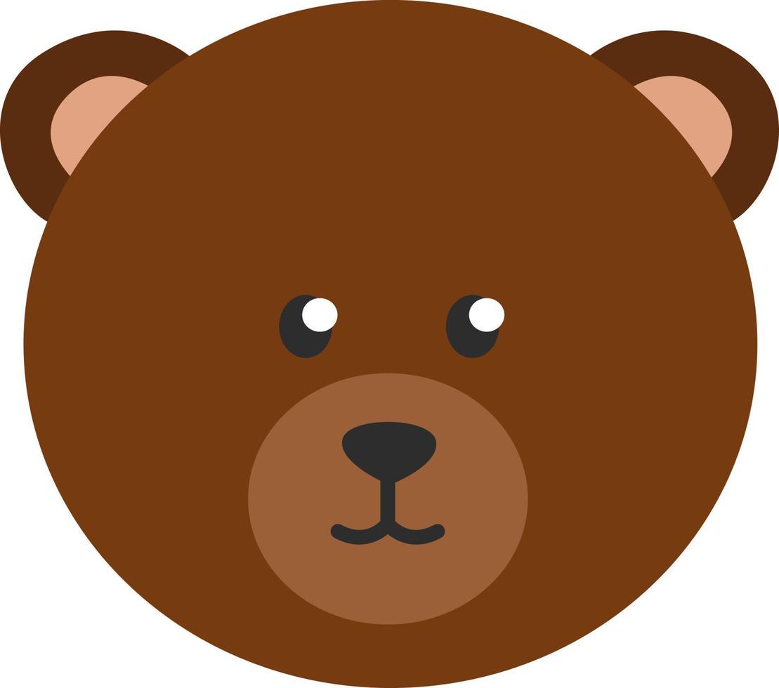 Brown bear head, illustration, vector on a white background.