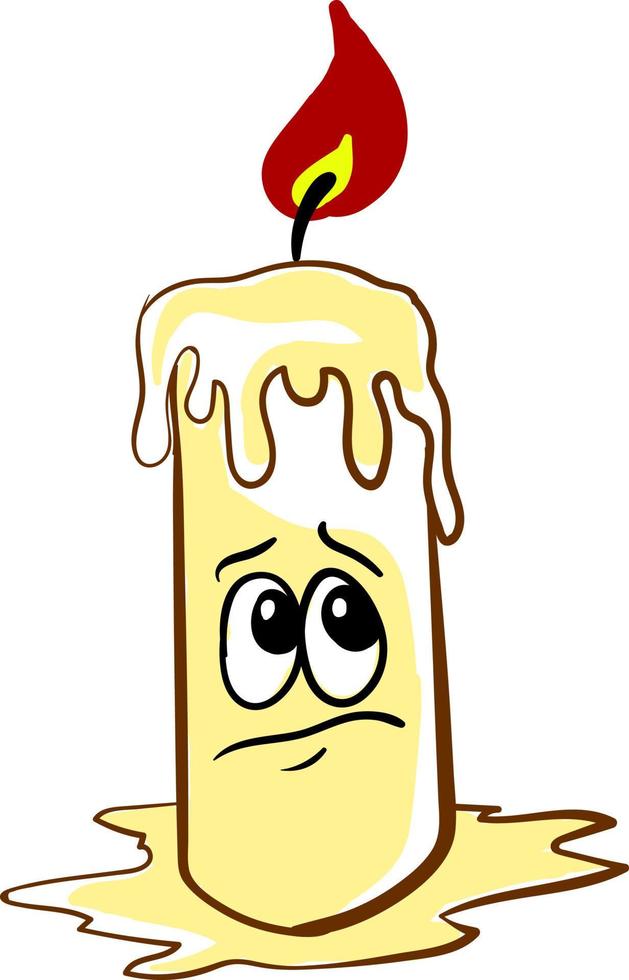 Sad candle, illustration, vector on white background.