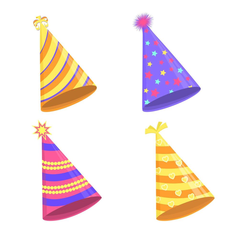 Party hat set isolated on a white. Vector illustration