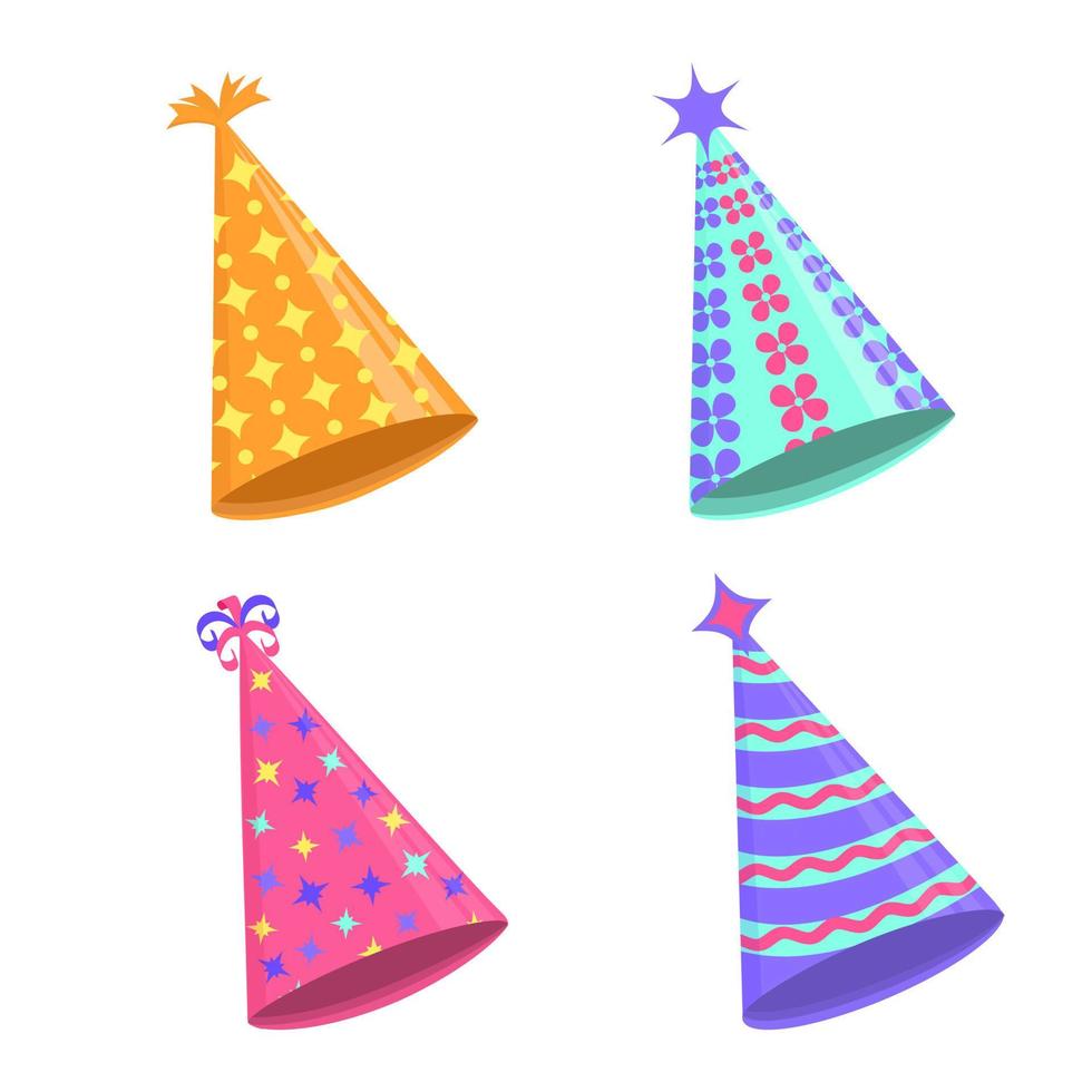 Party hat set isolated on a white. Vector illustration