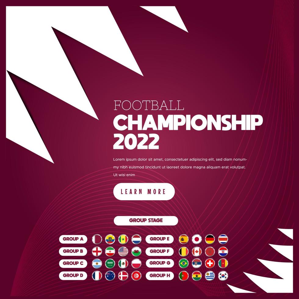 torneo de fútbol, copa de fútbol, plantilla de diseño de fondo, ilustración vectorial, 2022 vector