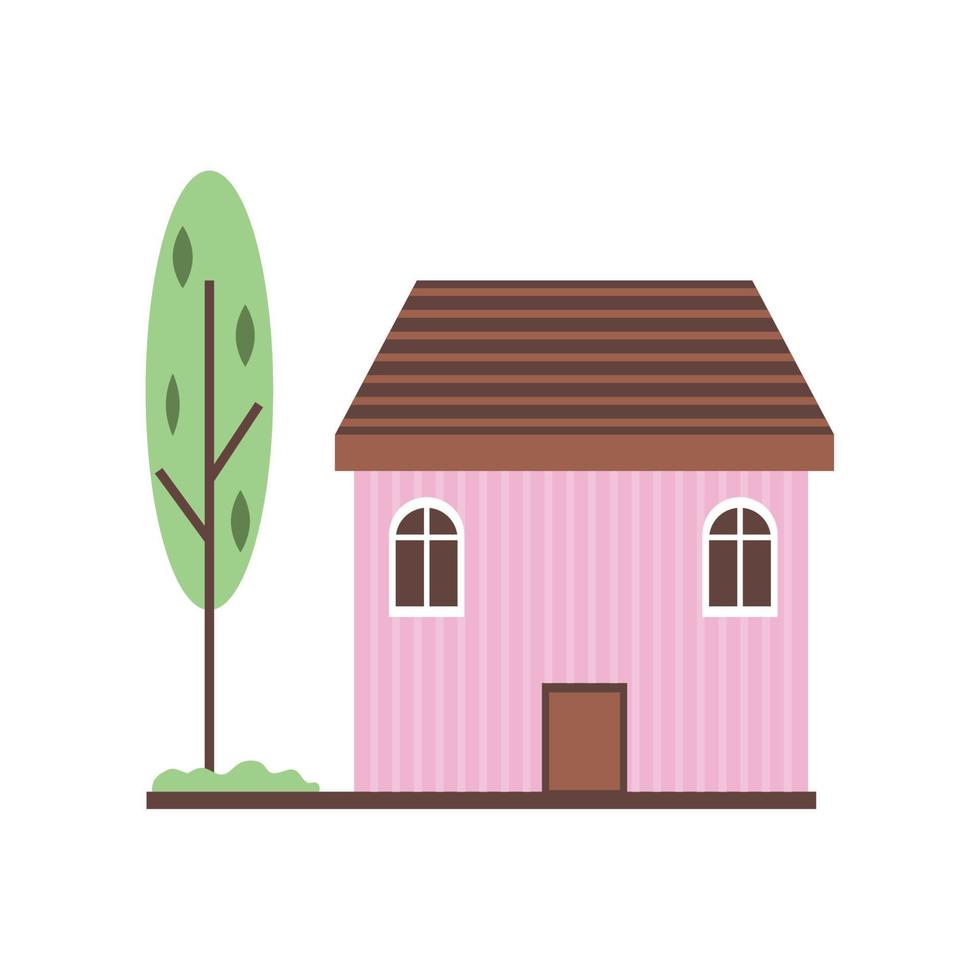 cute house and tree vector