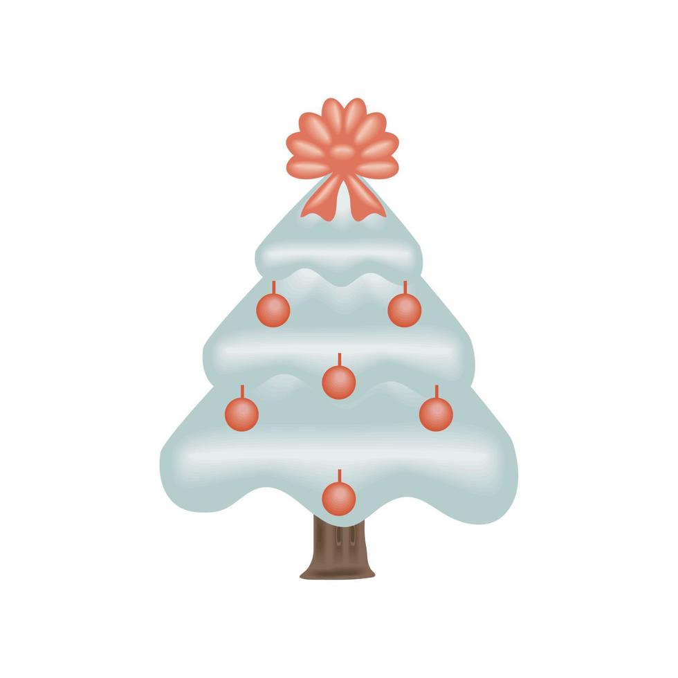 white christmas tree with bow vector