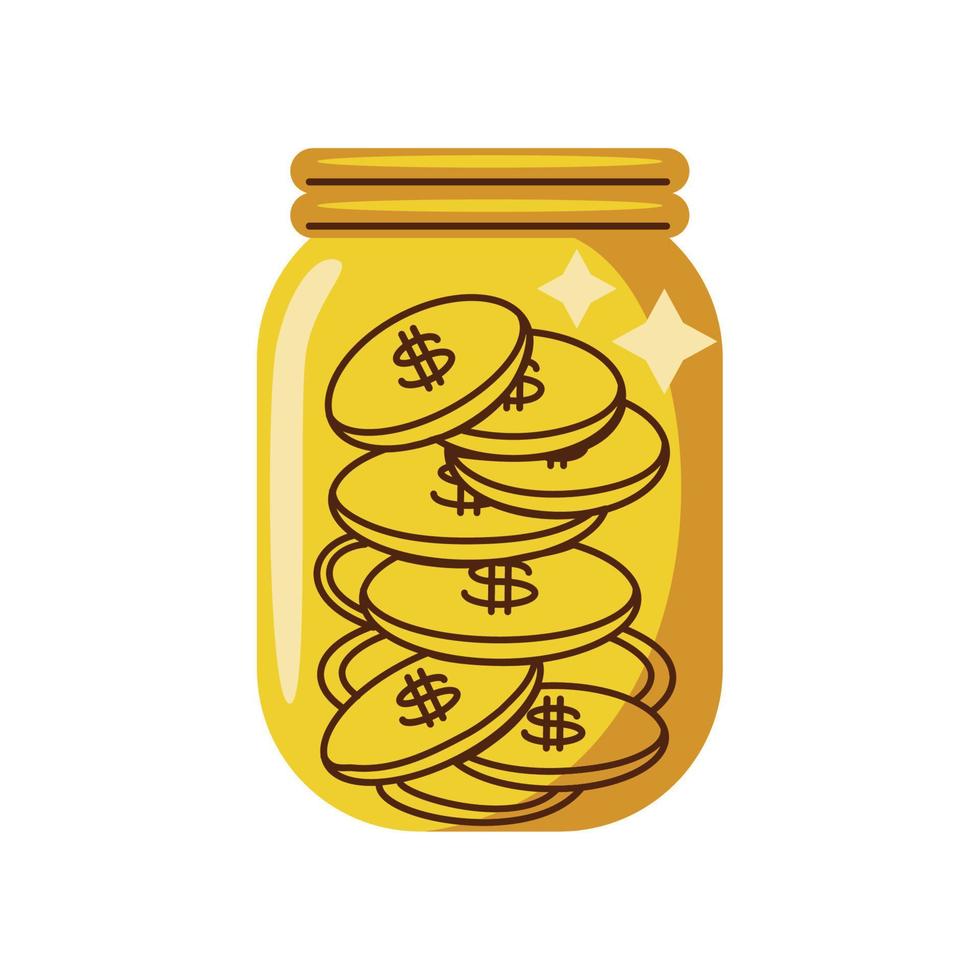 jar with coins, saving money vector