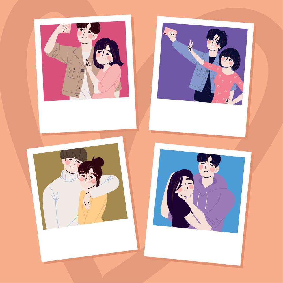 Korean couples portrait vector