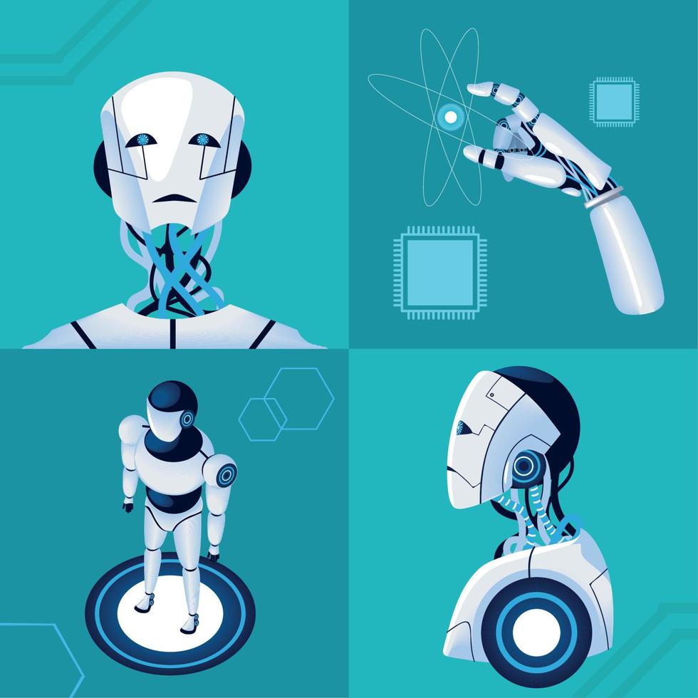 set of artificial intelligence robot vector