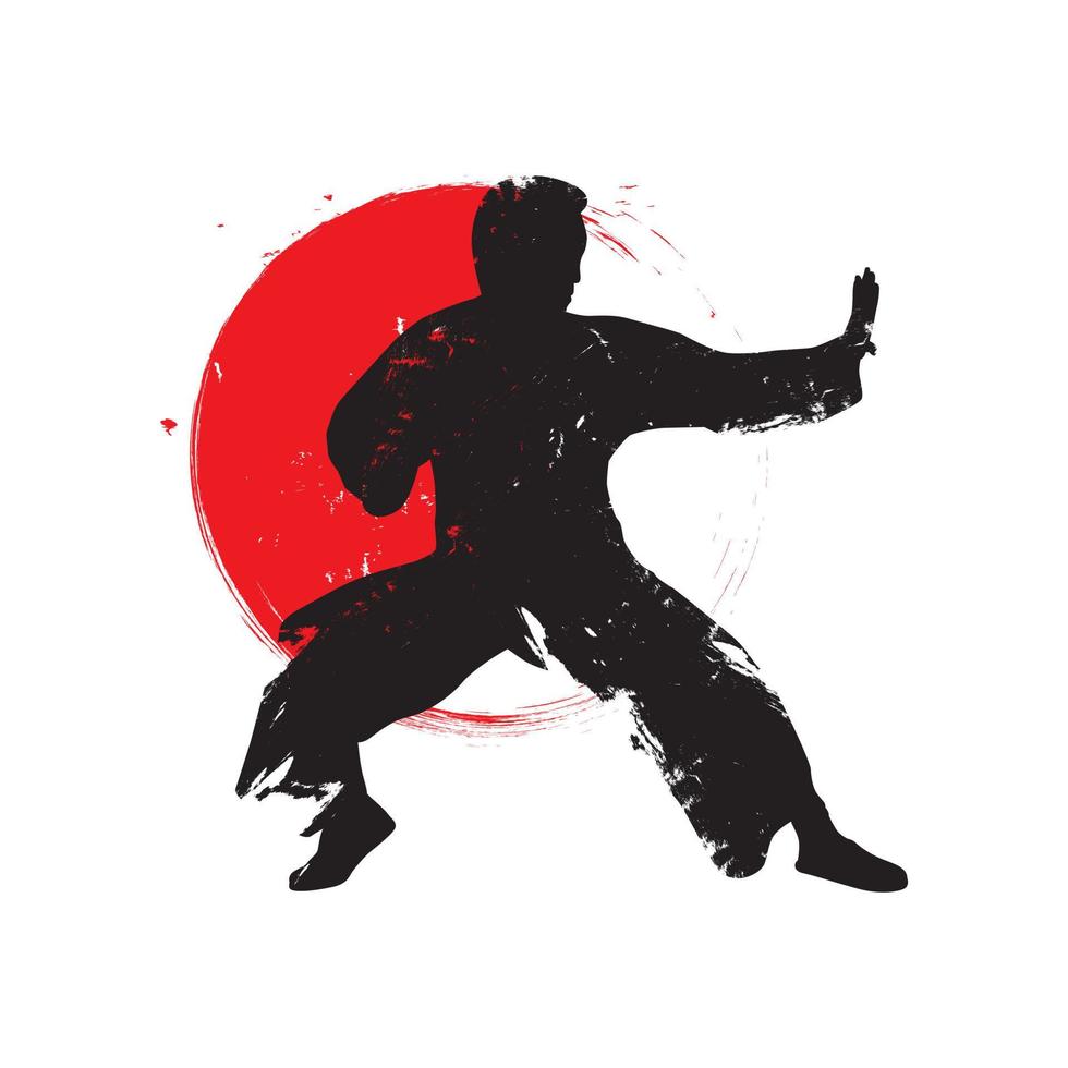 silueta de artes marciales con pincel grunge. adecuado para el logotipo de la actividad de defensa personal vector
