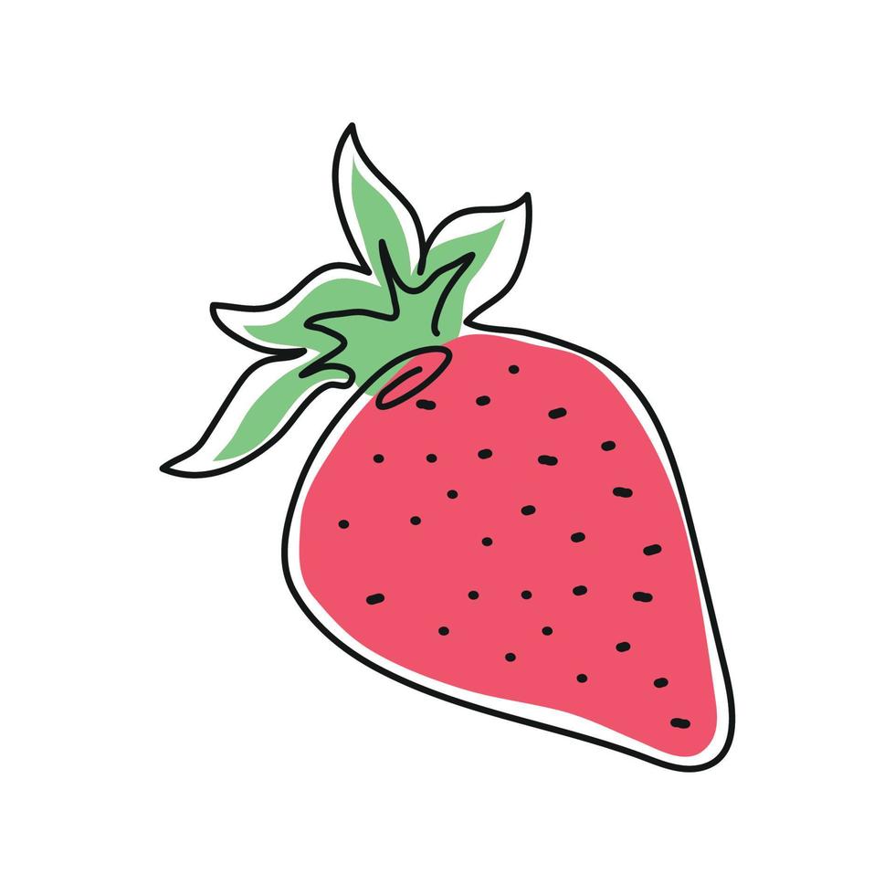 dibujo de línea de fruta de fresa vector