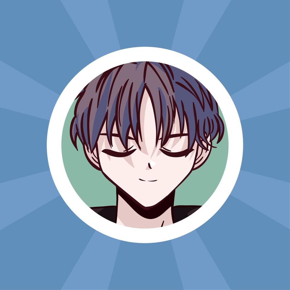 anime teen with close eyes vector