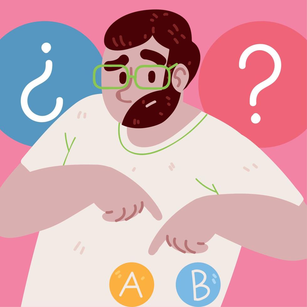guy thinking difficult choice vector