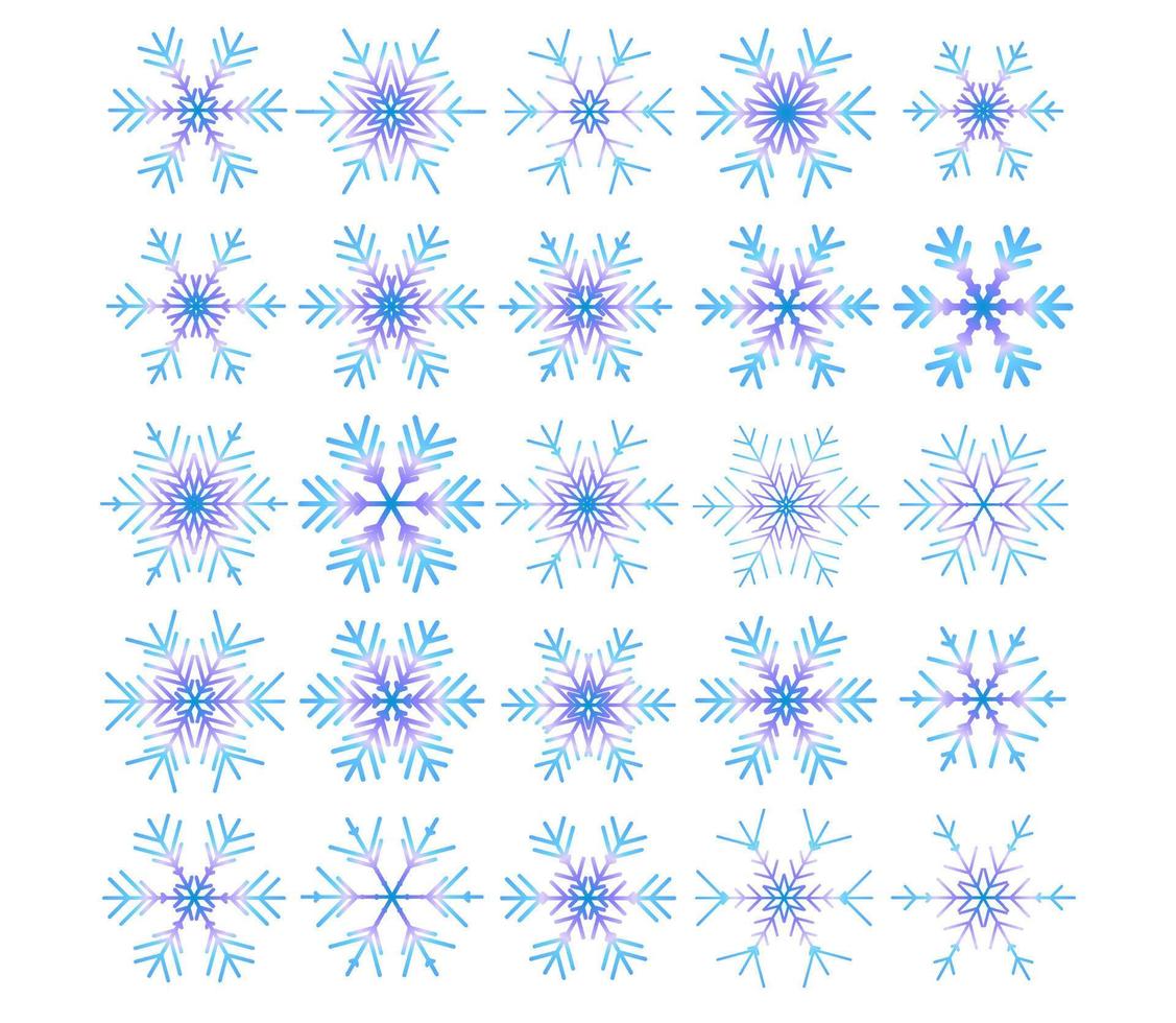 conjunto de fondo de icono de vector de copo de nieve