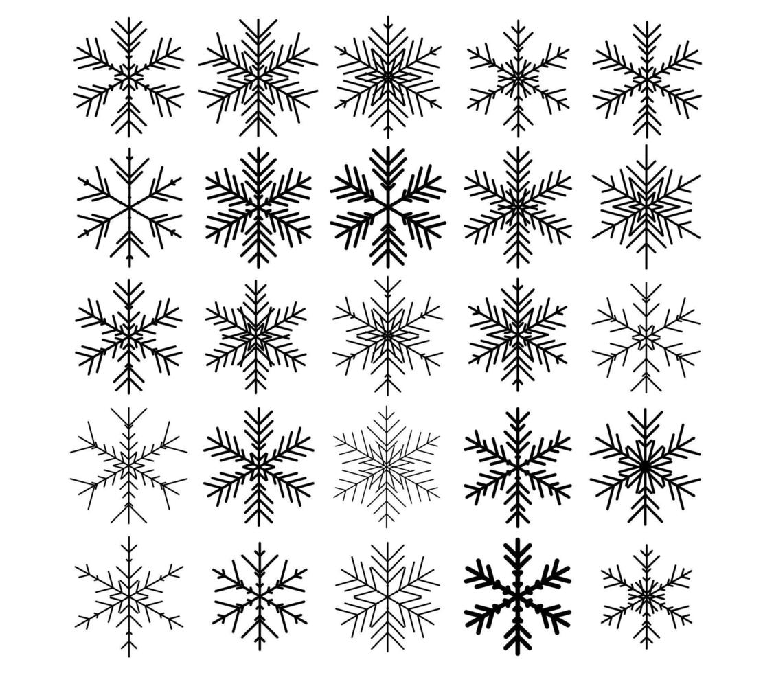 conjunto de fondo de icono de vector de copo de nieve