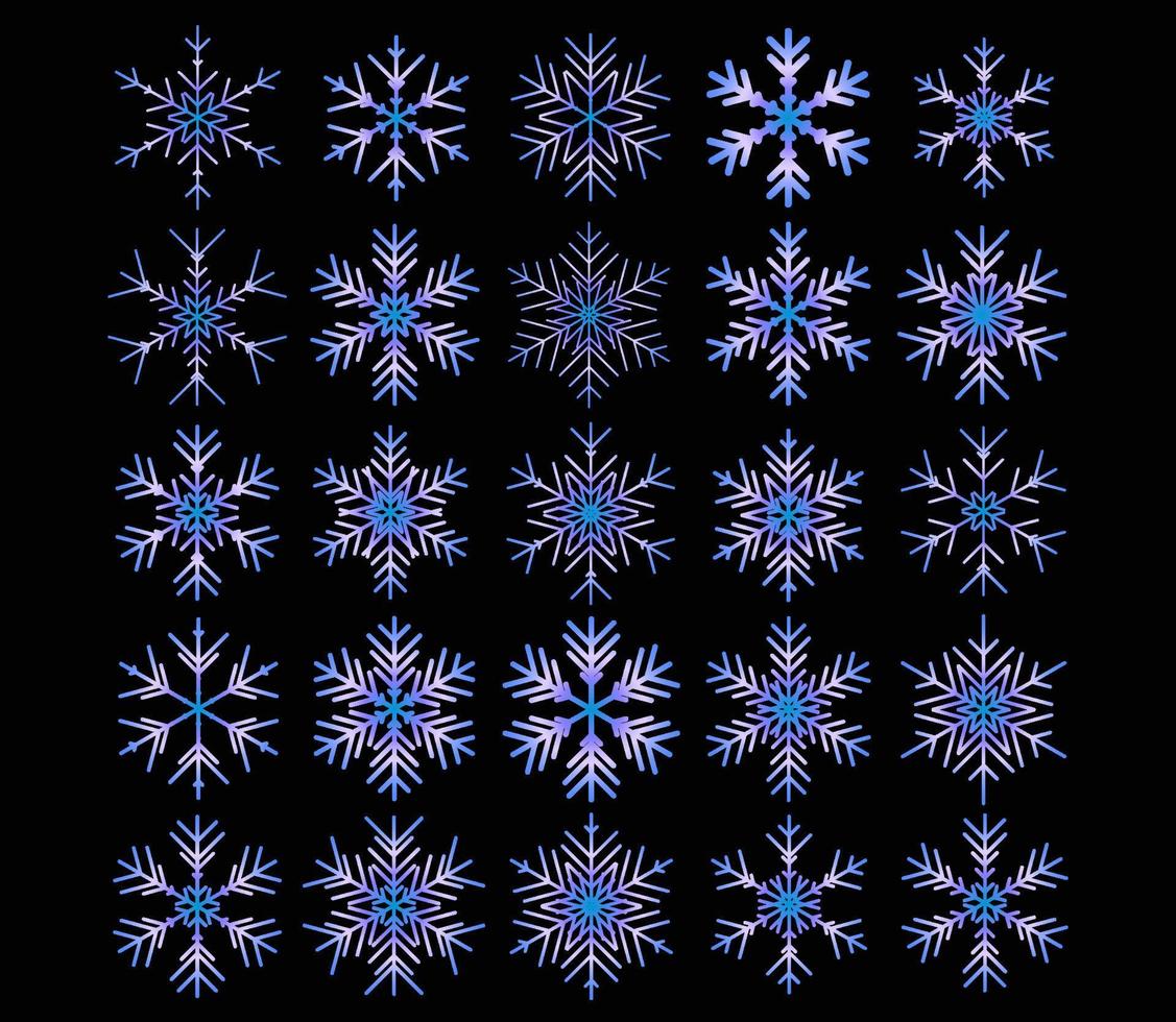 conjunto de fondo de icono de vector de copo de nieve