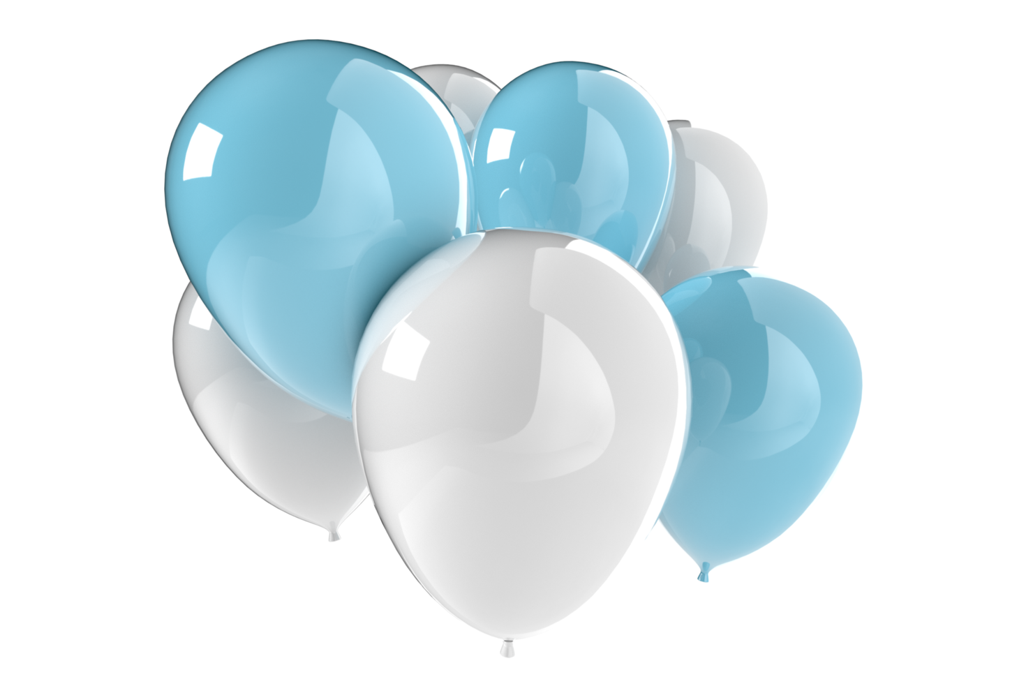 Balloons 3d render illustration for celebration or birthday party png