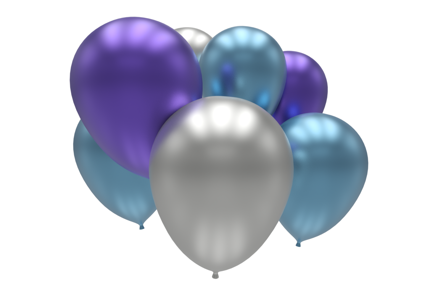 Balloons 3d render illustration for celebration or birthday party png