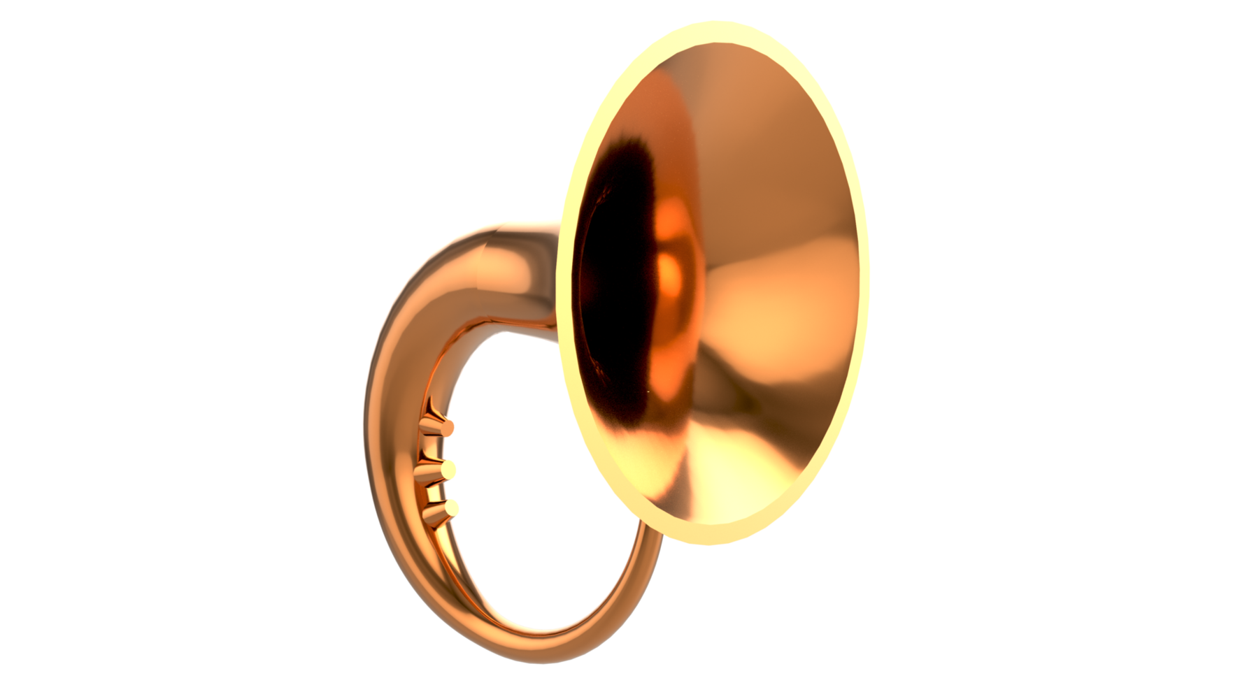 3D musical instrument PNG with Transparent Background, brass instrument, 3d illustration