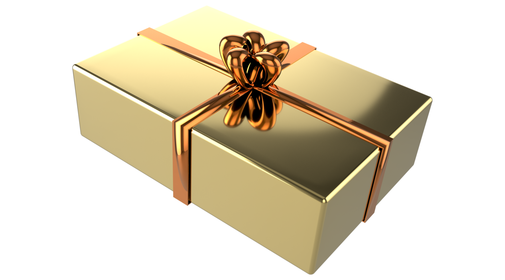 3d Realistic Gift Box with Gold Ribbon Gift Bow Transparent PNG. Decoration 3D illustration png