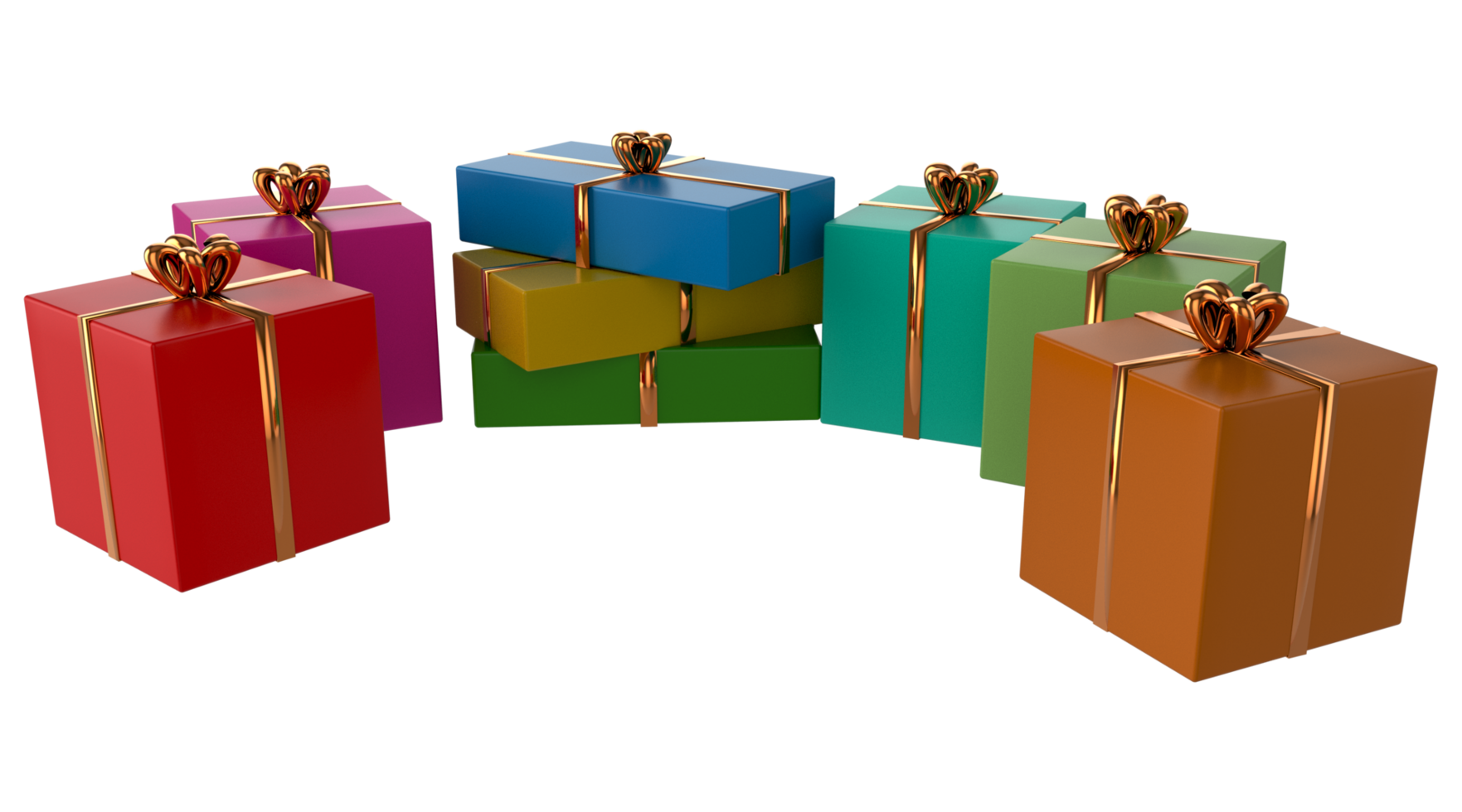 3d Realistic Gift Box with Gold Ribbon Gift Bow Transparent PNG. Decoration 3D illustration png