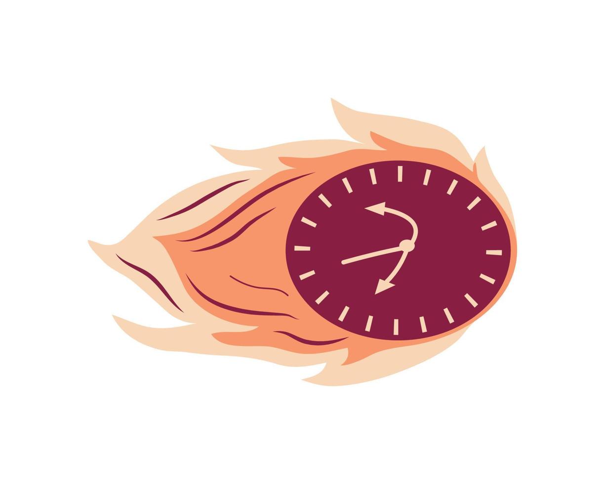 time clock on fire vector