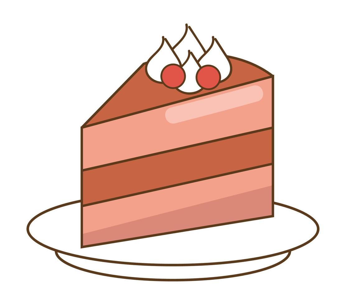 pastel de rebanada dulce vector