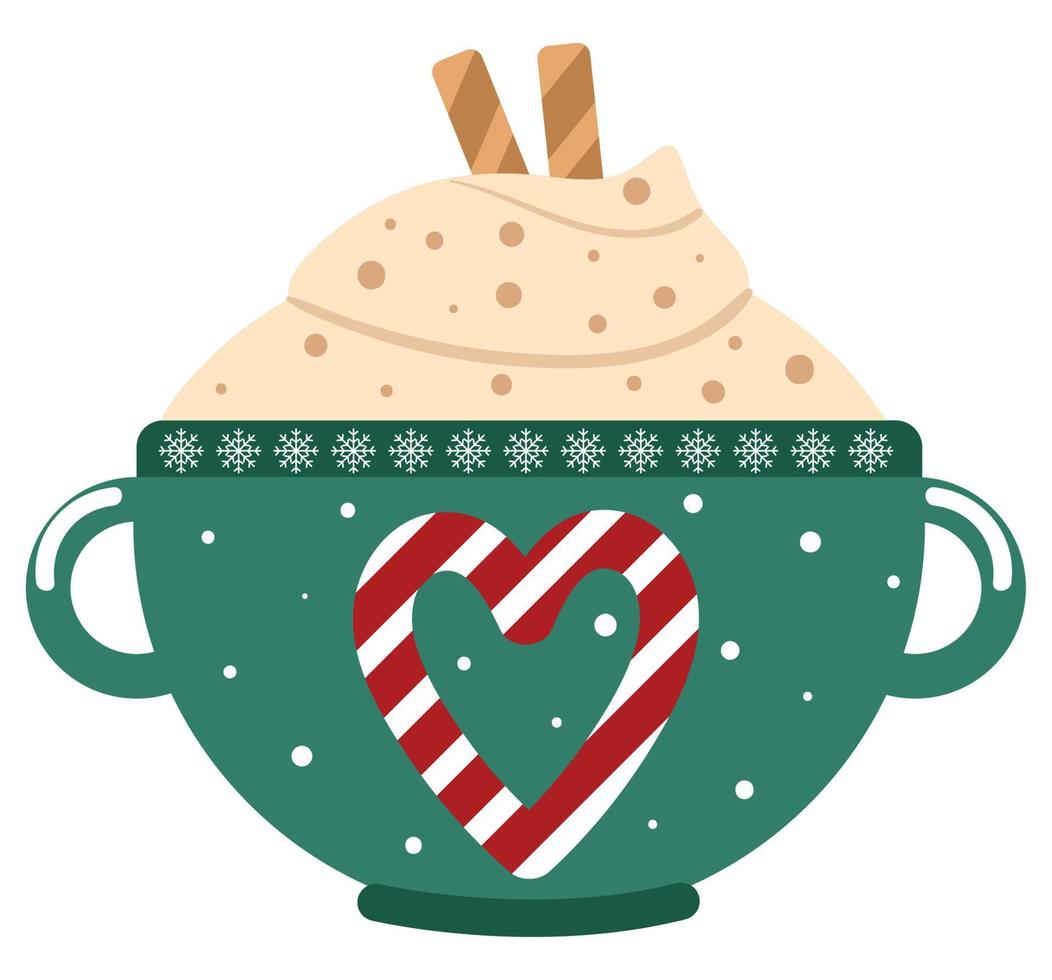 hot cocoa in green cup vector